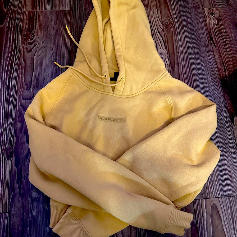 Mustard cropped alphalete hoodie